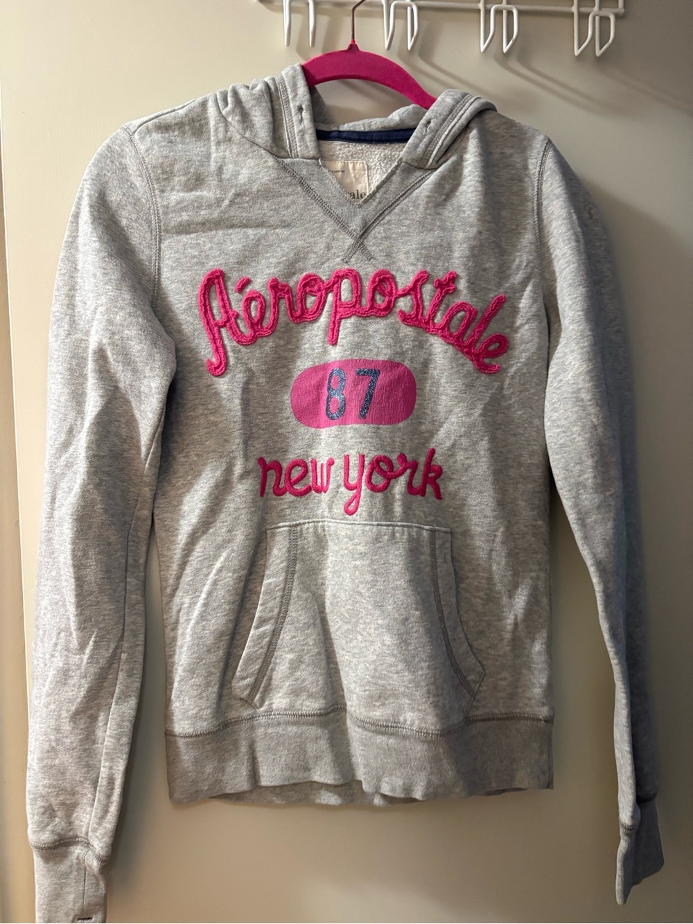 Aeropostale Gray Hoodie with Pink Logo